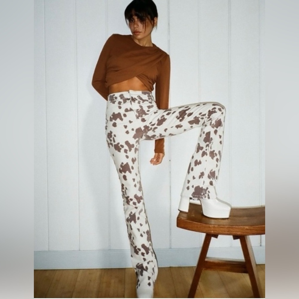 ZARA Cow Print Jeans